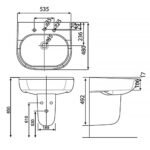 Chậu rửa mặt lavabo American Standard 0955-WT (0955WT) treo tường, dòng Active - Ảnh 2