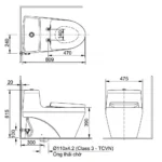 Bồn cầu INAX AC-1035VN/ BW1 (AC1035) 1 khối nắp êm CF-3003VS - Ảnh 2