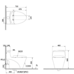 Bồn cầu CAESAR C1353F/ TAF060 (CD1353) 1 khối nắp rửa cơ TAF060, xả gạt - Ảnh 8