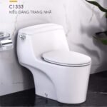 Bồn cầu CAESAR C1353F/ TAF060 (CD1353) 1 khối nắp rửa cơ TAF060, xả gạt - Ảnh 4