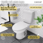 Bồn cầu CAESAR CDS1325 2 khối nắp êm MS220 - Ảnh 10