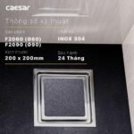 Phễu thoát sàn CAESAR F2090 vuông 200x200 mm (Ø90) - Ảnh 2