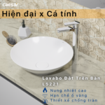 Chậu rửa mặt lavabo CAESAR L5221 đặt bàn (bao gồm ống xả và nắp sứ) - Ảnh 4
