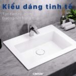 Chậu rửa mặt lavabo CAESAR LF5017 dương vành (bao gồm ống xả và nắp sứ) - Ảnh 5