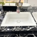 Chậu rửa mặt lavabo CAESAR LF5017 dương vành (bao gồm ống xả và nắp sứ) - Ảnh 3