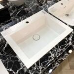 Chậu rửa mặt lavabo CAESAR LF5017 dương vành (bao gồm ống xả và nắp sứ) - Ảnh 2