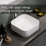 Chậu rửa mặt lavabo CAESAR LF5256 đặt bàn (bao gồm ống xả và nắp sứ) - Ảnh 7