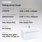 Bộ tủ lavabo CAESAR LF5376 + EH05376AV treo tường - Ảnh 4