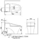 Bồn cầu INAX AC-1017R+CW-KA22AVN/ BW1 (AC1017R) 1 khối nắp điện tử CW-KA22AVN (xả gạt) - Ảnh 2