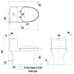 Bồn cầu INAX AC-939 + CW-S15VN/ BW1 (AC939VN) 1 khối nắp rửa cơ S15VN - Ảnh 2