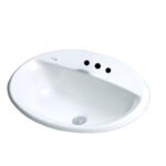 Chậu rửa mặt lavabo INAX AL-2395VEC/ BW1 (AL2395VEC) dương vành 3 lỗ - Ảnh 2