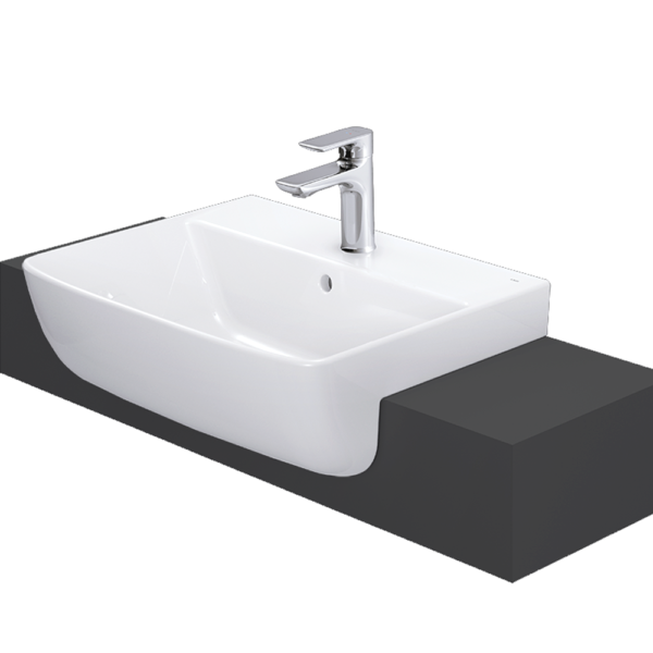 Chậu rửa mặt lavabo INAX L-345VEC/ BW1 (L345VEC) bán âm, 3 lỗ