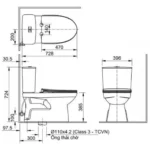 Bồn cầu INAX C-514A+CW-H18VN/ BW1 (C514A) 2 khối nắp điện tử CW-H18VN - Ảnh 2