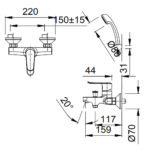 Vòi sen tắm INAX BFV-2013S (BFV2013S) nóng lạnh, tay sen 1 chế độ - Ảnh 2