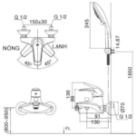 Vòi sen tắm INAX BFV-3003S-1C (BFV3003S1C) nóng lạnh, tay sen 1C 3 chế độ - Ảnh 2