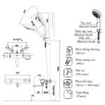 Vòi sen tắm INAX BFV-7145T-3C (BFV7145T3C) nhiệt độ, tay sen 3C massage 5 chế độ - Ảnh 2