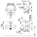 Vòi sen tắm INAX BFV-BFV-8000S-1C (BFV8000S1C) nóng lạnh,  tay sen 1C 3 chế độ - Ảnh 2