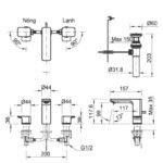 Vòi lavabo INAX LFV-5010S (LFV5010S) nóng lạnh (vòi chậu 3 lỗ) - Ảnh 4