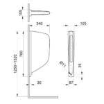 Vách ngăn bồn tiểu nam INAX P-1/ BW1 - Ảnh 2