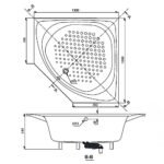 Bồn tắm TOTO PAY1300PE#W/ TVBF412/ DB505R-2B đặt sàn góc kèm ống thải TVBF412 - Ảnh 2