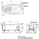 Bồn tắm TOTO PPYB1610LHPTE#S/ TVBF412 đặt sàn, có tay vịn, kèm ống thải TVBF412 - Ảnh 2