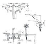 Vòi xả bồn tắm TOTO TBG07202A#PN nóng lạnh, dòng GE (4 lỗ), màu Nickel bóng, kèm tay sen - Ảnh 5