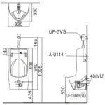 Bồn tiểu nam INAX AU-431VR/ BW1 (AU-431VR) treo tường - Ảnh 4