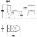 Bồn cầu American Standard VF-2162S (VF-2162S) 2 khối, nắp rửa cơ SLIM00001-WT, dòng Loven - Ảnh 2