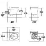Bồn cầu American Standard WP-2131/ WP-C131 (WP2131/ WPC131) treo tường, nắp êm WP-C131, dòng Kastello Square - Ảnh 3