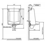 Bồn tiểu nam American Standard WP-6591B (WP6591B) treo tường, cấp nước sau, thoát ngang, dòng Washrook-Back - Ảnh 2